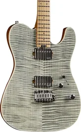 Eko Tero 801 Musa Guitarra Eléctrica - Grey Flamed Eko Brillante 6 Cuerdas Cuerpo Aliso Tapa Arce Flameado