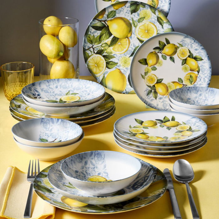 Hermia GBSATN24KY4E41963 Juego de Cena de Porcelana 24 Piezas para Experiencia Gastronómica Sofisticada y Duradera, Apto Microondas y Lavavajillas