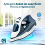 Grunkel PL-2600CE Plancha a Vapor de 2600W, Suela de Cerámica Azul, Ráfaga de Vapor 120g/min, Vapor Continuo 25g/min, Autolimpieza, Antical y Autoapagado