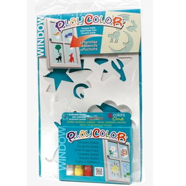Playcolor Pack Window 6 Témperas Sólidas Colors One con Plantillas para Decoración