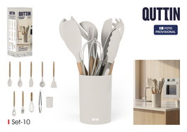 Inde Set de 10 Piezas Utensilios de Cocina con Espátulas y Cucharones, Dimensiones: 10,1 cm (Largo) x 10,2 cm (Ancho) x 32,9 cm (Alto) (12 Unidades)