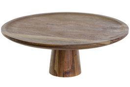 DKD Home Decor Bandeja de Acacia Natural con Pie 36x36x14 cm