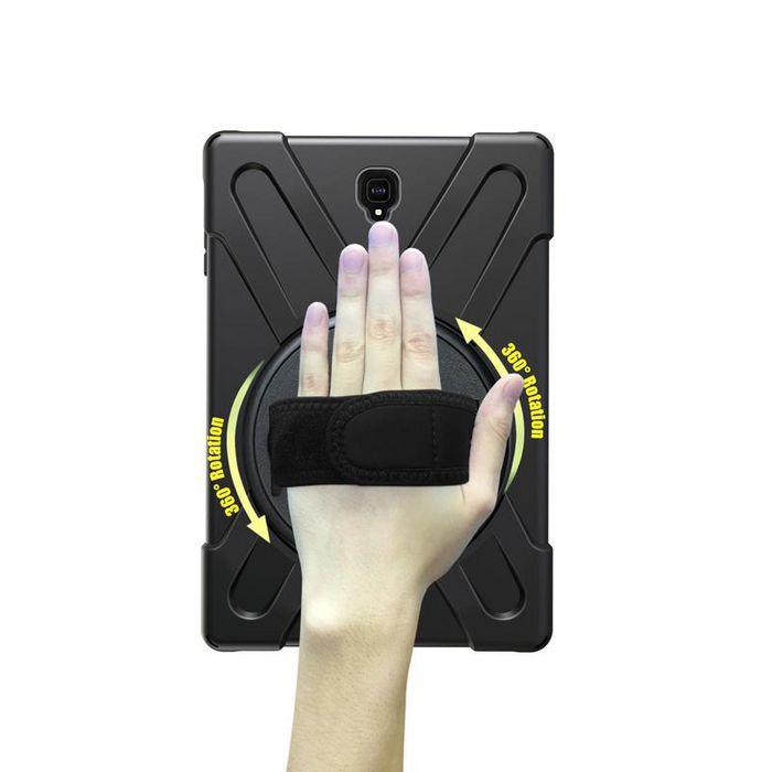 eSTUFF Funda Defender para Galaxy Tab A 10.5 AUSTIN Negra a prueba de golpes, diseño de tres capas, con correa de mano y hombro