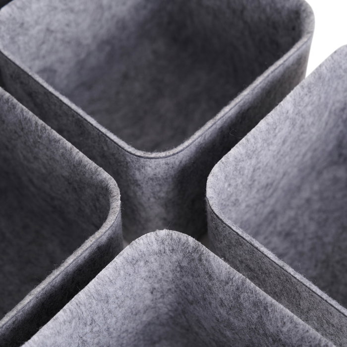 Day Juego de 5 Cestos Gris de Fieltro, 1 Cesto Grande 25x25cm y 4 Pequeños 12x12cm