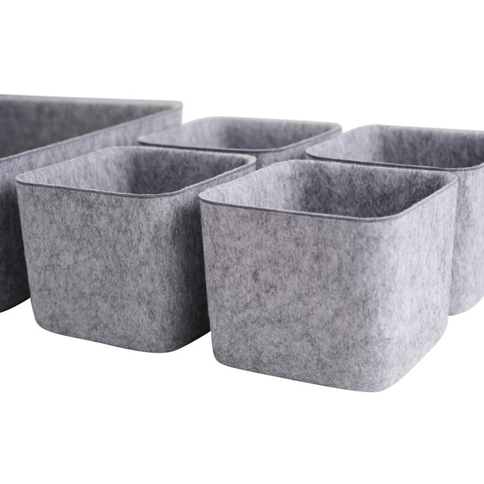 Day Juego de 5 Cestos Gris de Fieltro, 1 Cesto Grande 25x25cm y 4 Pequeños 12x12cm