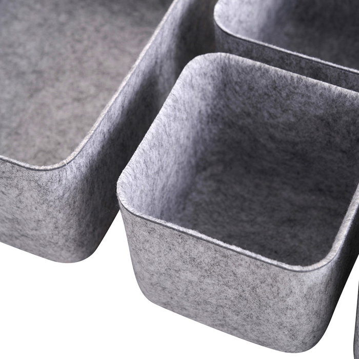 Day Juego de 5 Cestos Gris de Fieltro, 1 Cesto Grande 25x25cm y 4 Pequeños 12x12cm