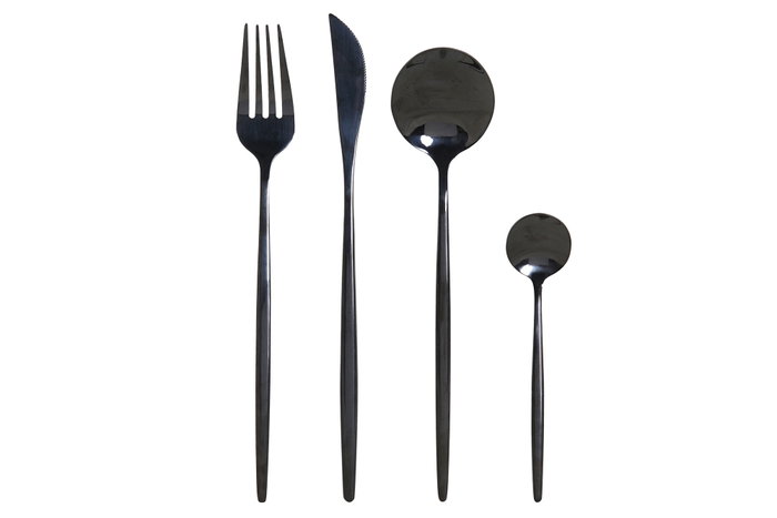 DKD Home Decor Set de Cubertería Chic 16 Piezas Negro Inox DKD Home Decor Set de Cubertería Chic 16 Piezas Negro Inox