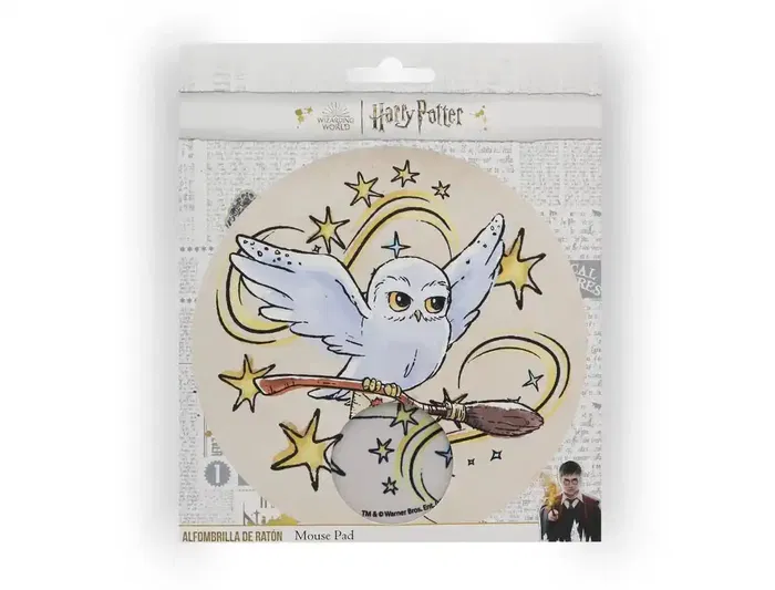 Wondee Alfombrilla de Ratón Redonda Harry Potter Hedwig Antideslizante Control Preciso 200 mm