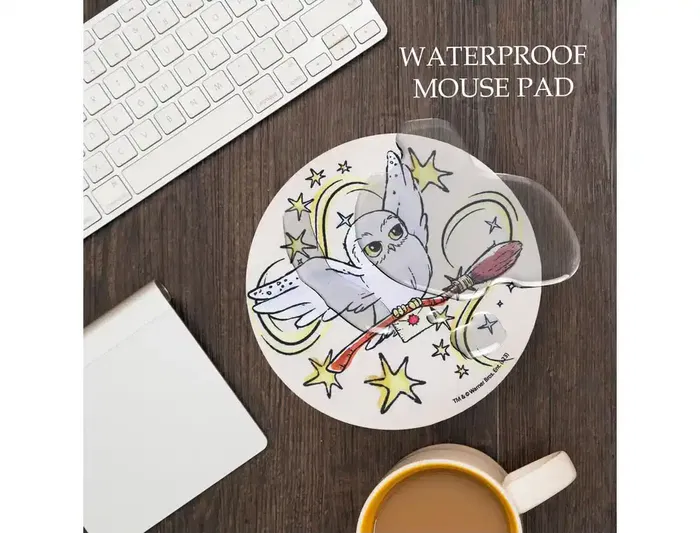 Wondee Alfombrilla de Ratón Redonda Harry Potter Hedwig Antideslizante Control Preciso 200 mm