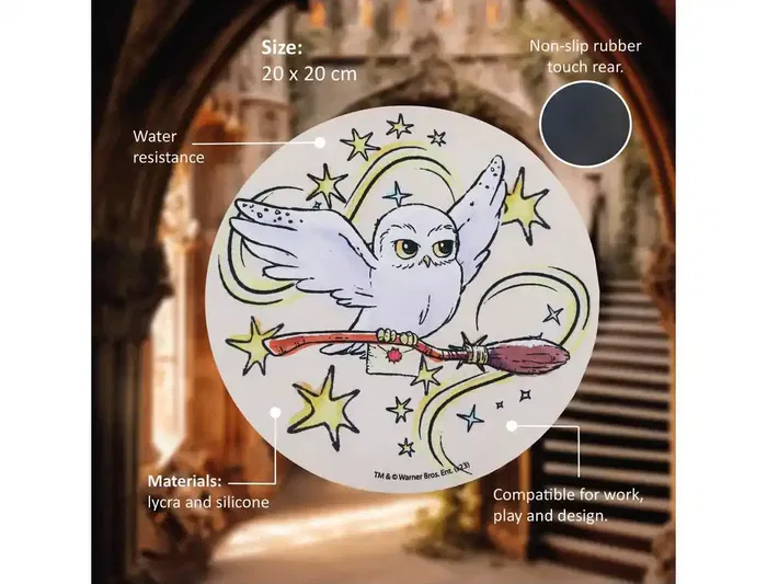 Wondee Alfombrilla de Ratón Redonda Harry Potter Hedwig Antideslizante Control Preciso 200 mm