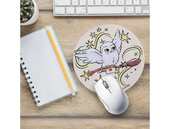 Wondee Alfombrilla de Ratón Redonda Harry Potter Hedwig Antideslizante Control Preciso 200 mm