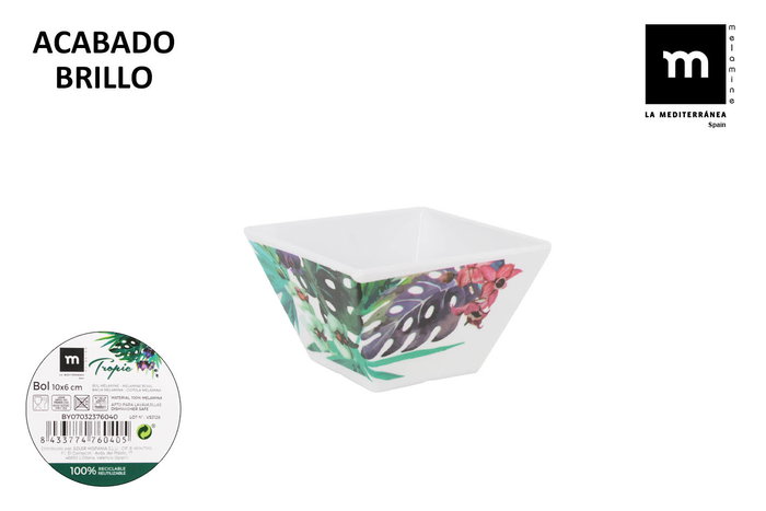 La Mediterranea Bol Melamina Tropic 10 cm x 6 cm Brillo (24 Unidades) La Mediterranea Bol Melamina Tropic 10 cm x 6 cm Brillo (24 Unidades)
