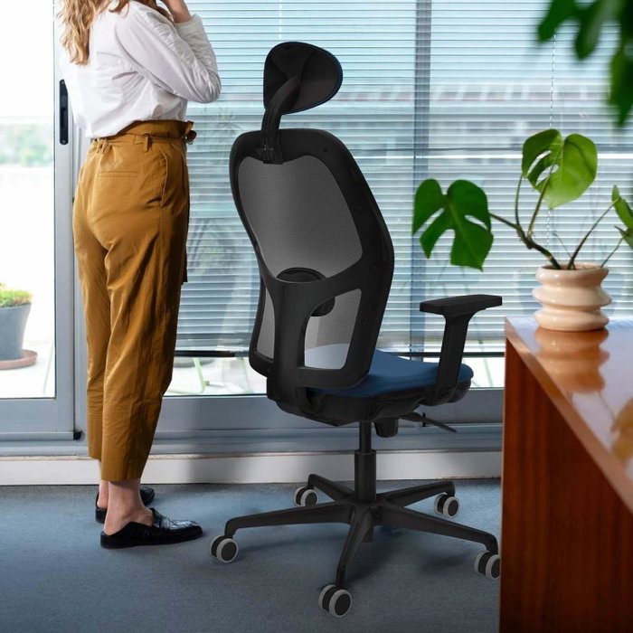 PIQUERAS Y CRESPO Silla de oficina Jorquera con mecanismo Sincro, Azul claro y Gris