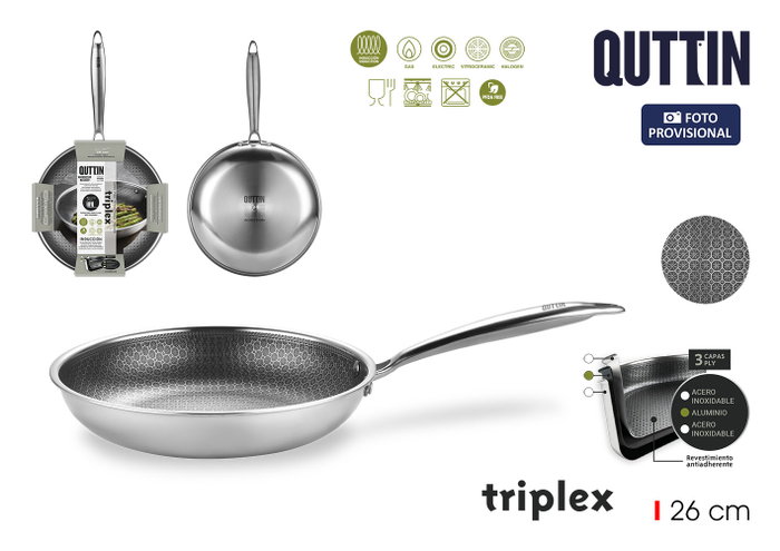 Quttin Sartén de Acero Inducción Triplex 26cm Quttin Sartén de Acero Inducción Triplex 26cm