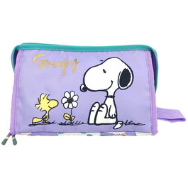 CYP BRANDS Neceser Snoopy de Gran Capacidad, Tamaño 25x16,5x14cm con Compartimentos Interiores y Cierre Cremallera