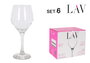 LAV Set de 6 Copas de Vino/Agua de 330 cc, Colección Ella, 21.4 cm de alto, 26.3 cm de largo y 17.8 cm de ancho (4 Cajas)