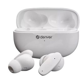 Denver Twe-49Enc Auriculares Inalámbricos Bluetooth V5.3 con Estuche de Carga, Cancelación de Ruido ENC y Hasta 6.5h de Autonomía, Blanco