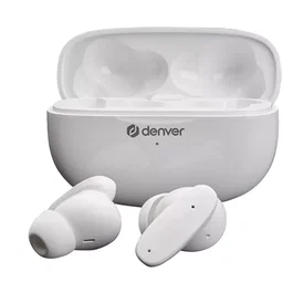 Denver TWE-49ENC Auriculares Bluetooth 5.3 Inalámbricos con Cancelación de Ruido ENC, Hasta 6.5h Autonomía, Blanco