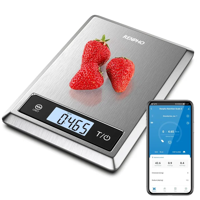 Renpho calibra 1 - smart nutrition scale - ble - grey stainless steel (up to 11lb/5kg)