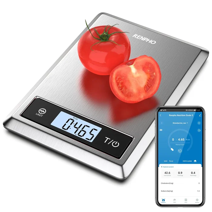 Renpho calibra 1 - smart nutrition scale - ble - grey stainless steel (up to 11lb/5kg)