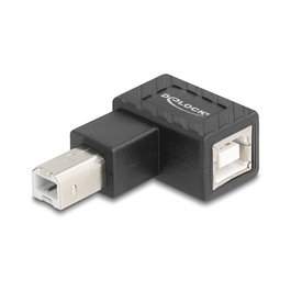 DeLOCK Adaptador USB 2.0 67207, Tipo B Macho a Hembra Angulado 90° Izquierda, Negro