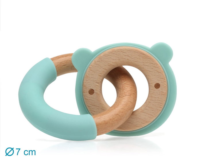 KioKids Mordedor Madera Y Silicona Oso Azul +3 Meses