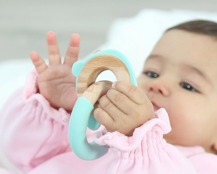 KioKids Mordedor Madera Y Silicona Oso Azul +3 Meses