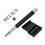 Belius Pluma y estuche Turbo aluminio textura punteada negro y plata con tinta azul