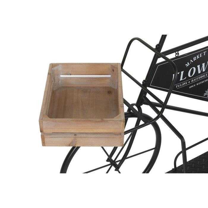 DKD Home Decor Expositor de Metal y Madera con Diseño de Bicicleta, Negro y Marrón