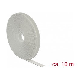 DeLOCK 18277 Cinta de velcro en rollo, 10 m x 13 mm, gris