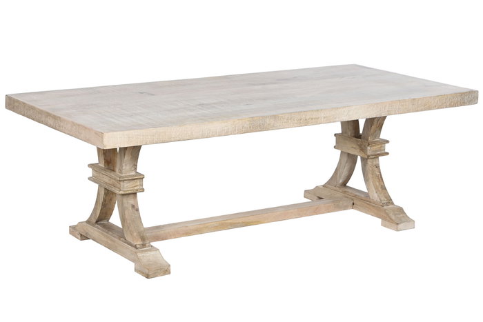 DKD Home Decor Mesa Centro Toscana Blanco Natural Madera Maciza 150 x 70 x 50 cm DKD Home Decor Mesa Centro Toscana Blanco Natural Madera Maciza 150 x 70 x 50 cm