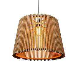 New Garden Lámpara Colgante Okinawa 40 con Estructura de Bambú Tratado, Ø39 x 28 cm, Color Marrón, IP44 Resistente para Exterior