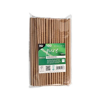 PAPSTAR Pajitas puramente flexibles marrón