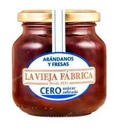 LA VIEJA FABRICA Mermelada de Arándanos y Fresas Sin Azúcar Refinado Añadido, Elaborada con Endulzante Natural, 280g
