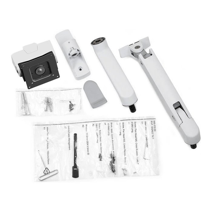 Ergotron HX Arm Brazo Monitor con Pivote Muy Alta Capacidad, 17 kg, hasta 144.8 cm (57"), 75x75-100x100 mm VESA, Montaje Pared, Ajustable - Color Blanco