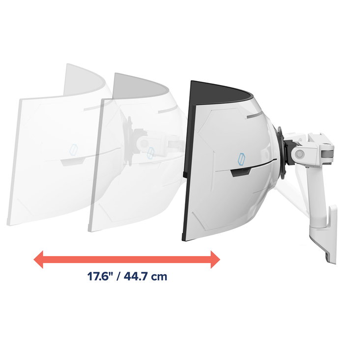 Ergotron HX Arm Brazo Monitor con Pivote Muy Alta Capacidad, 17 kg, hasta 144.8 cm (57"), 75x75-100x100 mm VESA, Montaje Pared, Ajustable - Color Blanco