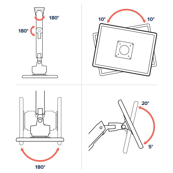 Ergotron HX Arm Brazo Monitor con Pivote Muy Alta Capacidad, 17 kg, hasta 144.8 cm (57"), 75x75-100x100 mm VESA, Montaje Pared, Ajustable - Color Blanco