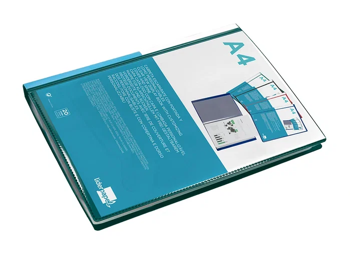Liderpapel Carpeta con 20 fundas tipo canguro Verde translúcido DIN A4
