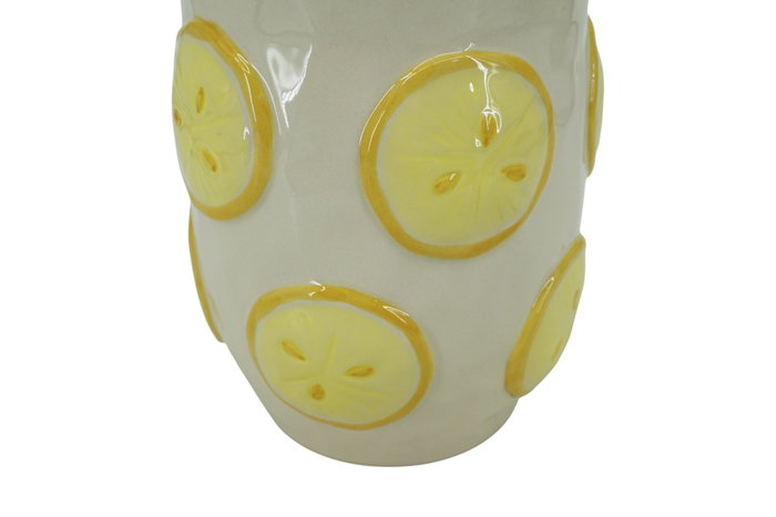 DKD Home Decor Jarrón de Gres Limones Relieve Amarillo