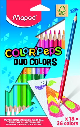 Maped Color'Peps Duo Estuche de 18 Lápices de Colores Bicolor Surtidos