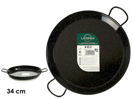 La Dehesa Paellera Esmaltada 34 cm Negro Acero Esmaltado 6 Raciones Apta para Gas Horno Leña (Set de 6)