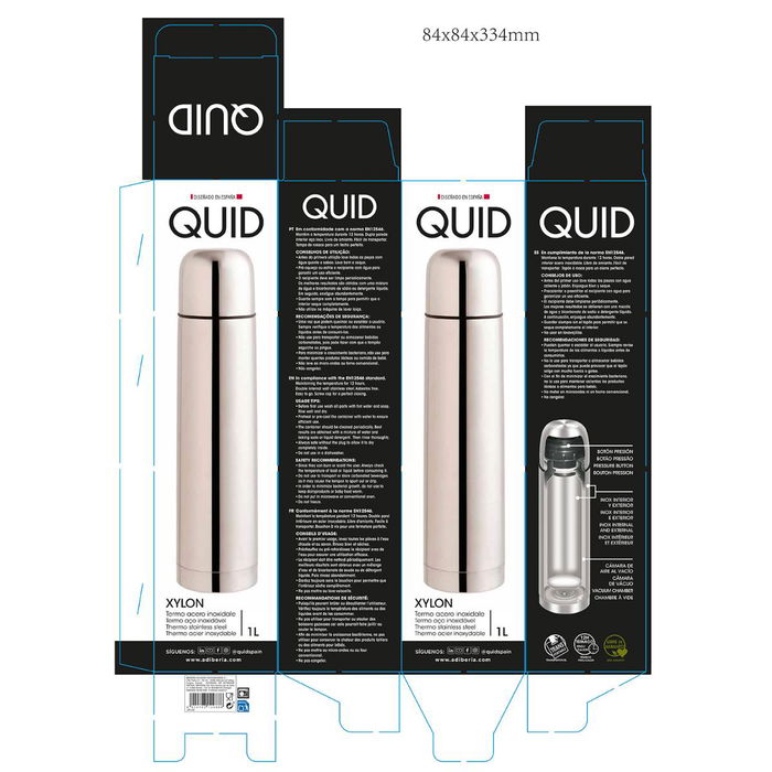 Termo Acero Inoxidable Xylon Quid 1 L (12 Unidades)