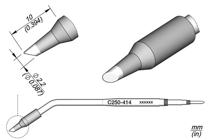 JBC TOOLS Punta de soldadura cono truncado 2,2mm