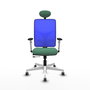 PIQUERAS Y CRESPO Silla de oficina Motilla con mecanismo Sincro/Traslack, Tela Verde esmeralda y Malla Azul