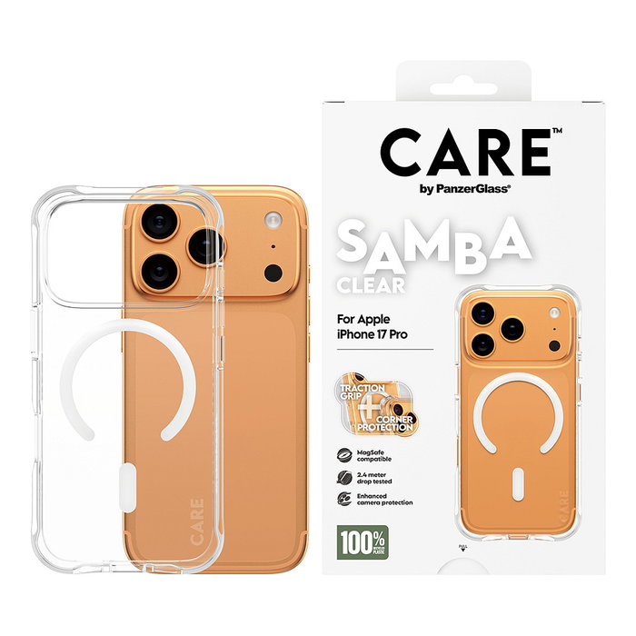 PanzerGlass CARE Fashionable Samba Clear MagSafe Funda iPhone 17 Pro Transparente