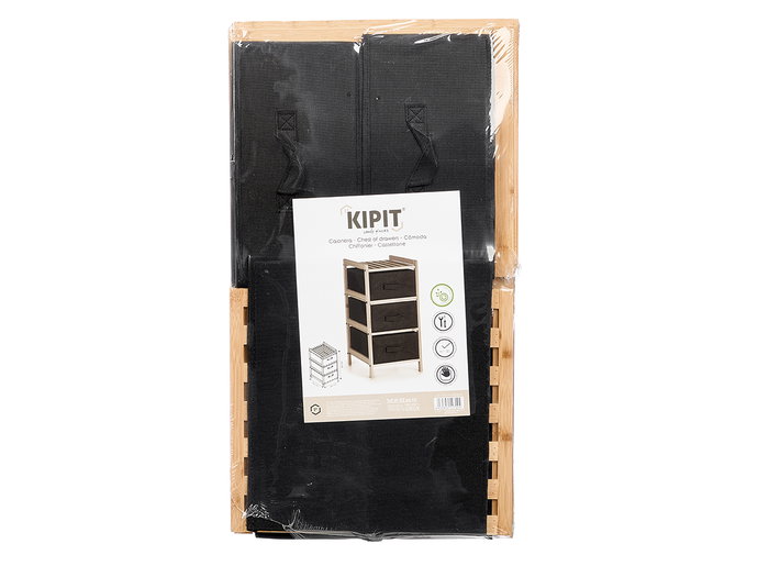 Kipit Estanteria Bambu 3 Cajones Negro 66x34x6.5 cm (Set de 2)