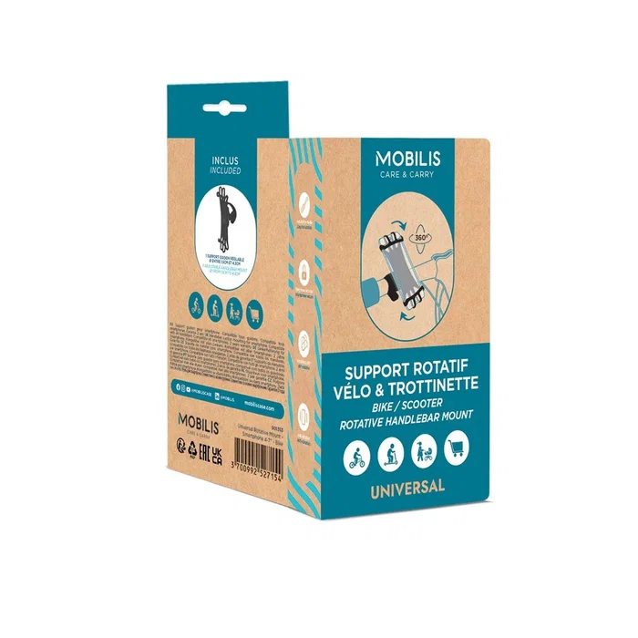 Mobilis 001353 Soporte pasivo para teléfono/smartphone y portátil, para bicicleta, coche, scooter, negro