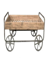 DKD Home Decor Carro Vintage 67 x 46 x 110 cm Gris Natural Abeto Metal