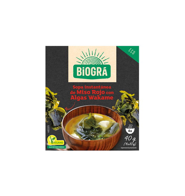BIOGRA Sopa de Miso Rojo con Alga Wakame 4 Sobres BIO BIOGRA Sopa de Miso Rojo con Alga Wakame 4 Sobres BIO