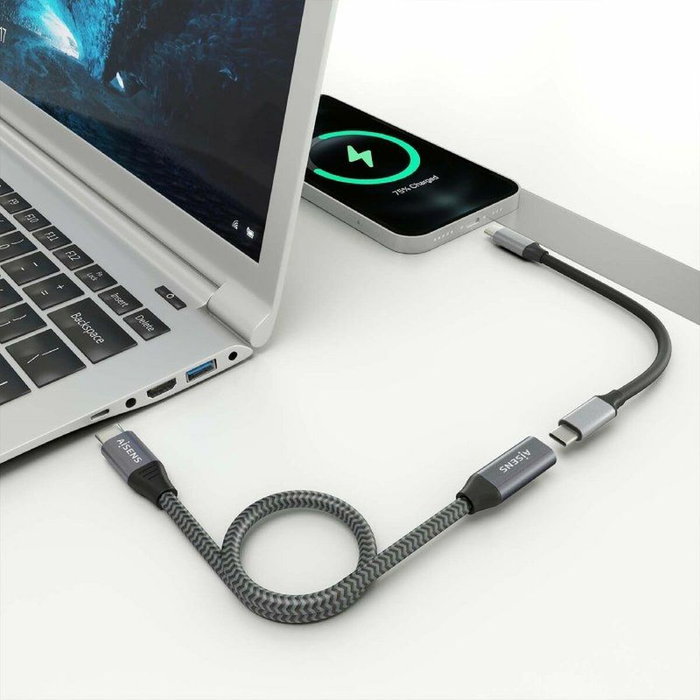 Aisens Cable Alargador USB 3.2 Gen2x2 USB-C a USB-C 100W 20Gbps Gris 0,5m Aisens Cable Alargador USB 3.2 Gen2x2 USB-C a USB-C 100W 20Gbps Gris 0,5m